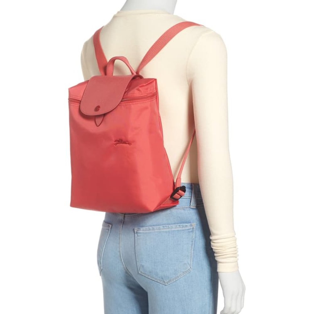 NWT LONGCHAMP Le Pliage Club Nylon Travel Backpack Pomegranate Pink AUTHENTIC - Picture 2 of 13